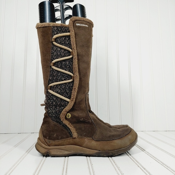 Salomon Women's Emmy Waterproof Suede Winter Boots Thinsulate Brown B542 - Picture 5 of 12